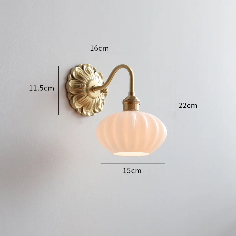 Modern smoked grey glass LED wall light copper indoor - vue 9 sur 23