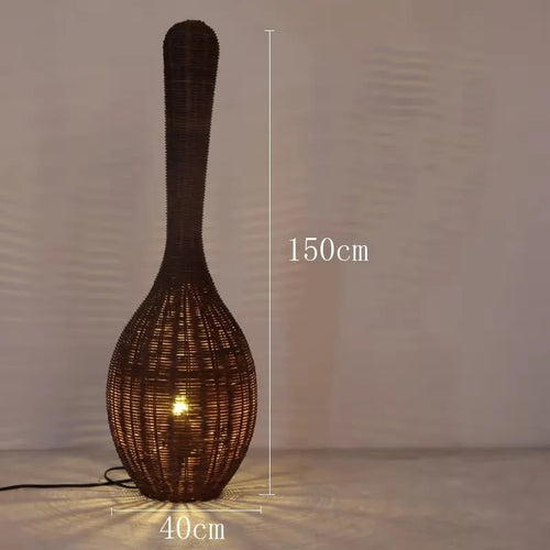 Wabi sabi bamboo floor lamp for unique interior decor - vue 7 sur 18