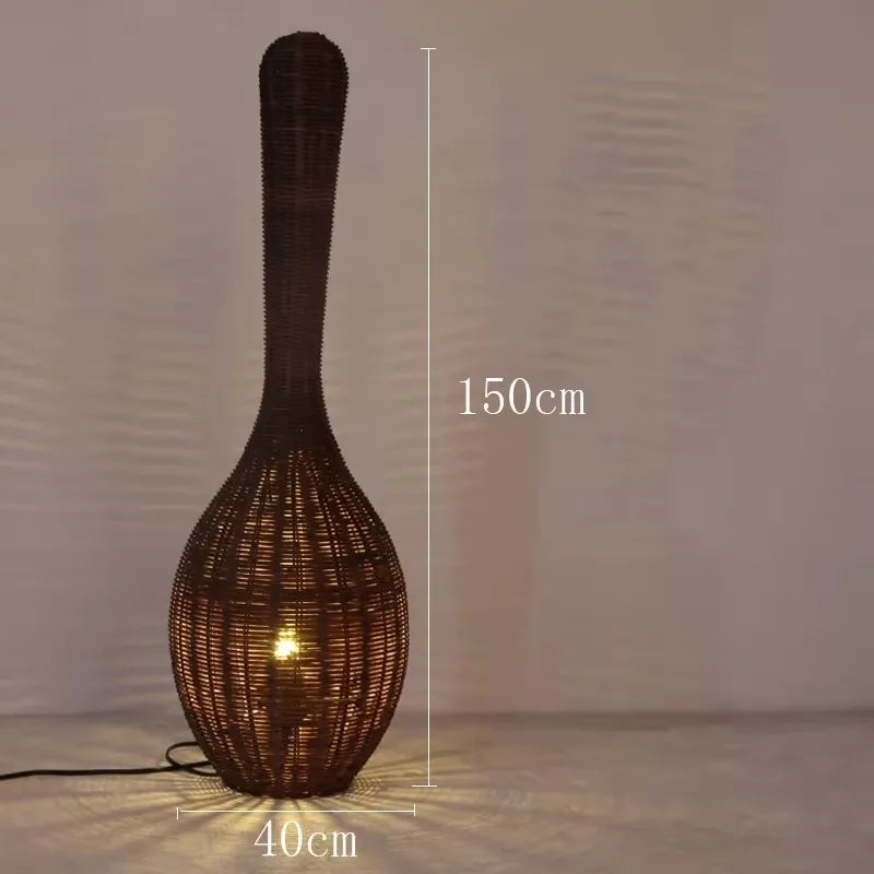 Wabi sabi bamboo floor lamp for unique interior decor - vue 7 sur 18