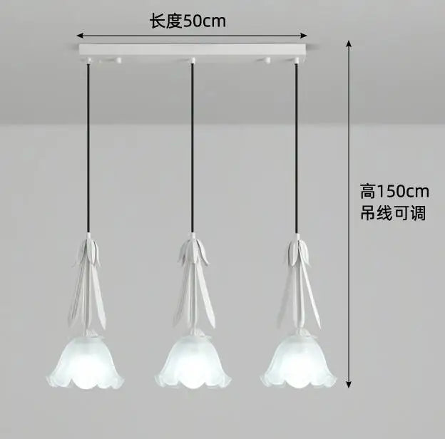 3-head milk white glass LED pendant chandelier - vue 12 sur 12