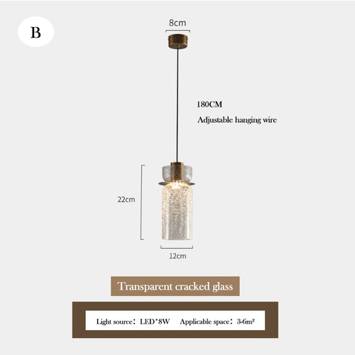 Retro minimalist crackle glass chandelier for modern interiors - vue 11 sur 12