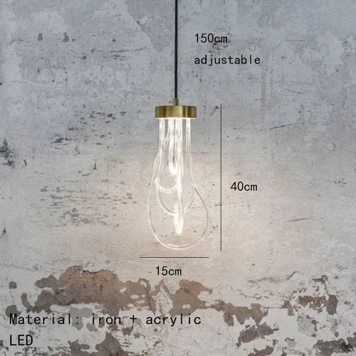 Transparent acrylic LED pendant light with adjustable wire - vue 9 sur 8