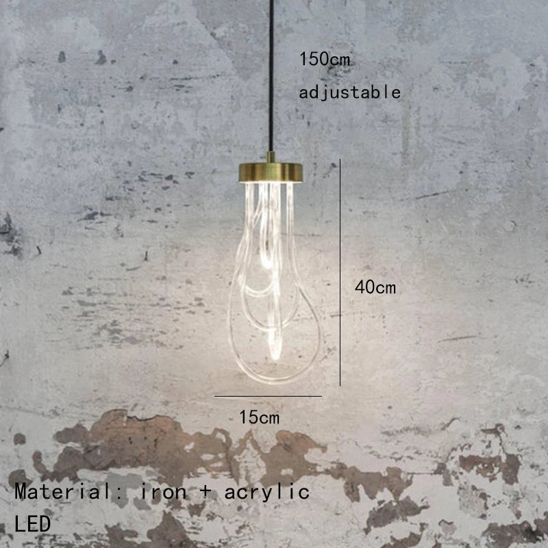 Transparent acrylic LED pendant light with adjustable wire - vue 8 sur 8