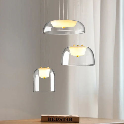 Modern LED pendant light with glass cover - vue 4 sur 9