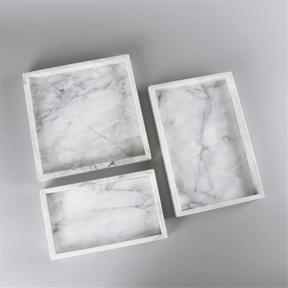 Lightweight marble tray for elegant jewellery and accessory storage