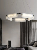 Modern designer chandelier in pure natural marble and copper
