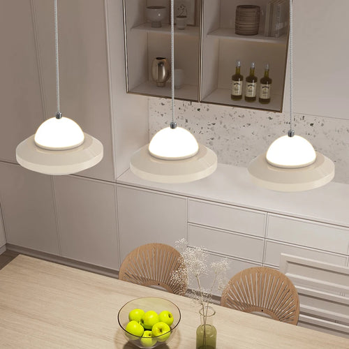Modern minimalist three-head Italian cream style chandelier - vue 4 sur 12