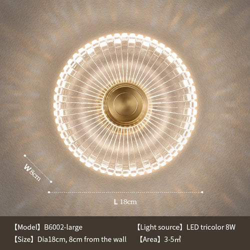 Copper and acrylic LED wall light nordic interior decoration - vue 9 sur 8