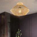 Rattan and wicker ceiling light