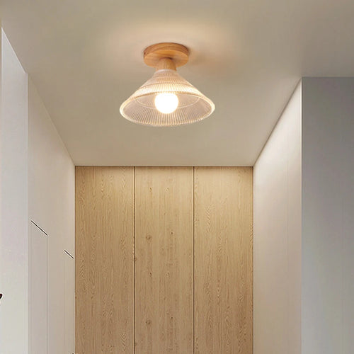 Nordic Japanese-style wooden ceiling light for entrance - vue 3 sur 10