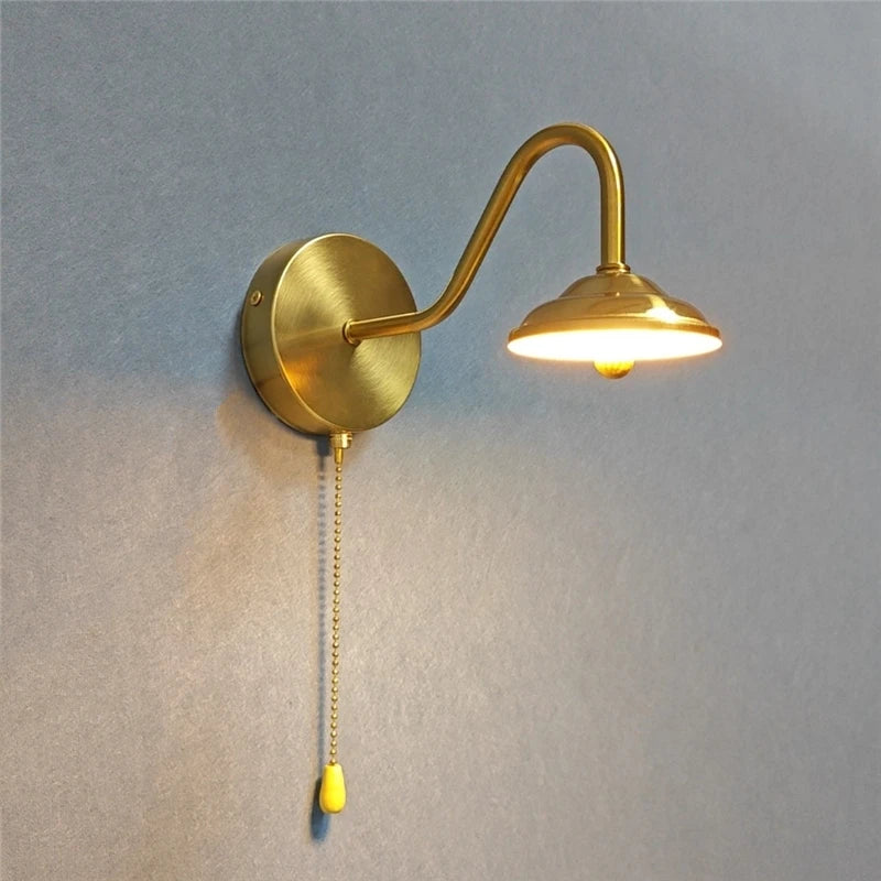 Modern curved gold wall light with LED switch nordic decor