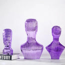 abstract glass sculpture with decorative stripes for interior decoration