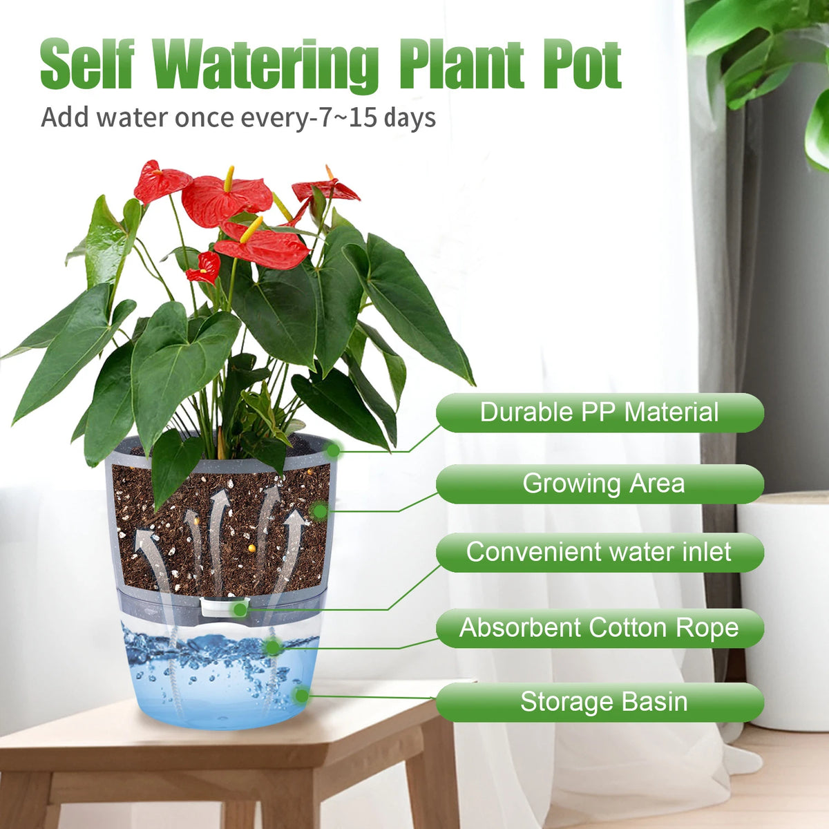 set of 3 transparent double-decker flower pots, garden trend - vue 9 sur 10