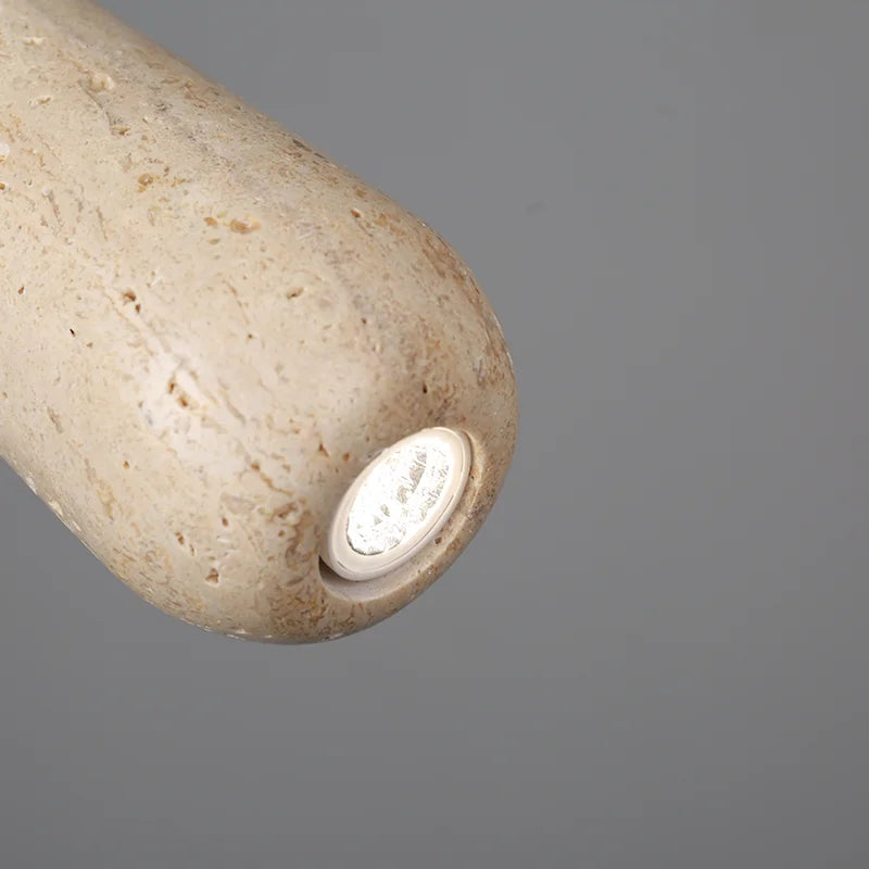 Retro LED pendant chandelier with vintage natural stone - vue 6 sur 6
