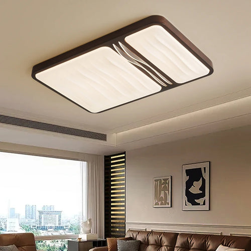 Rectangular full spectrum ceiling light in black walnut - vue 5 sur 10