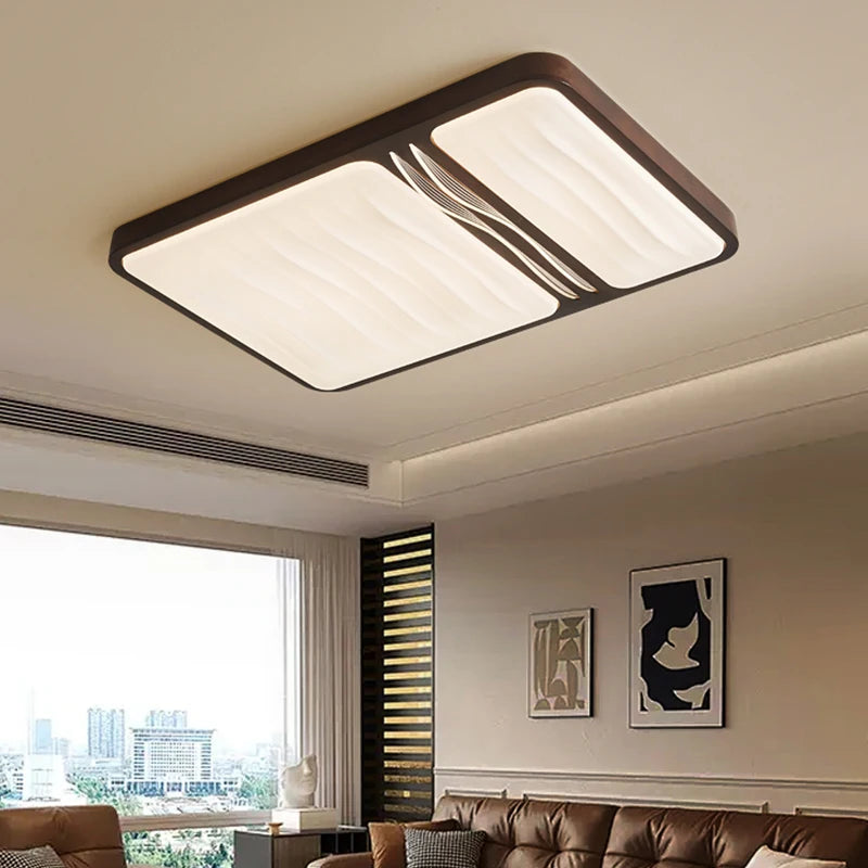 Rectangular full spectrum ceiling light in black walnut - vue 5 sur 10