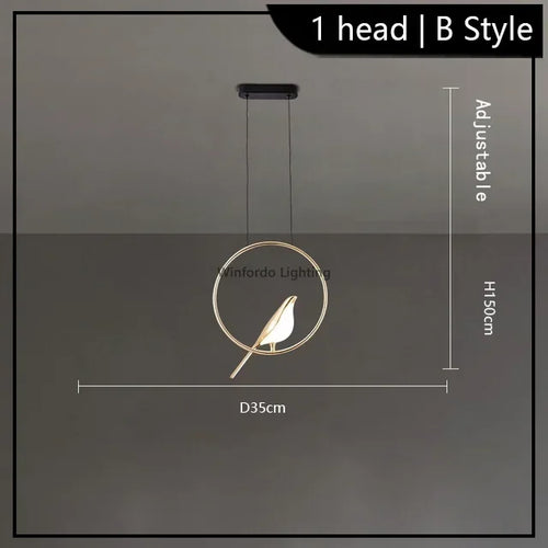 Led chandelier bird art loft original design decoration - vue 11 sur 18
