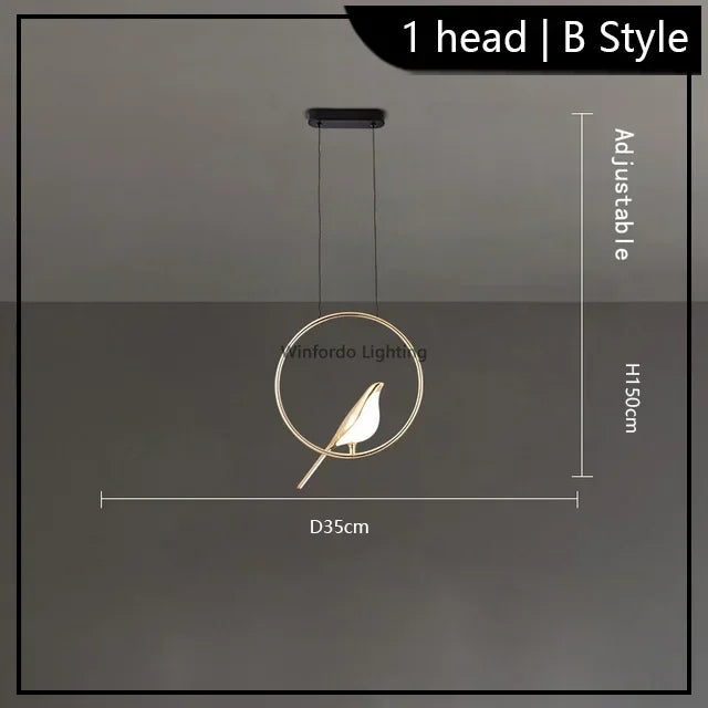 Led chandelier bird art loft original design decoration - vue 10 sur 18