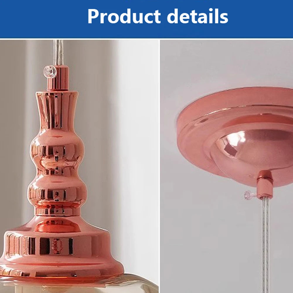 Retro glass pendant light nordic loft decorative for indoor use - vue 5 sur 9