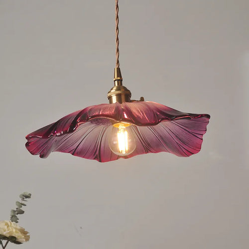 Vintage flower glass pendant light - vue 2 sur 10