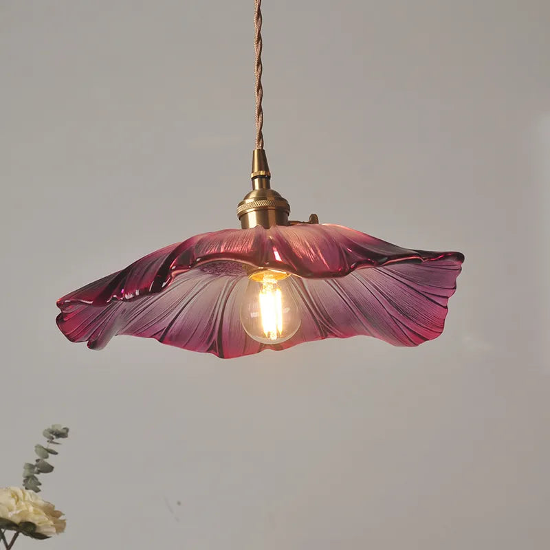 Vintage flower glass pendant light