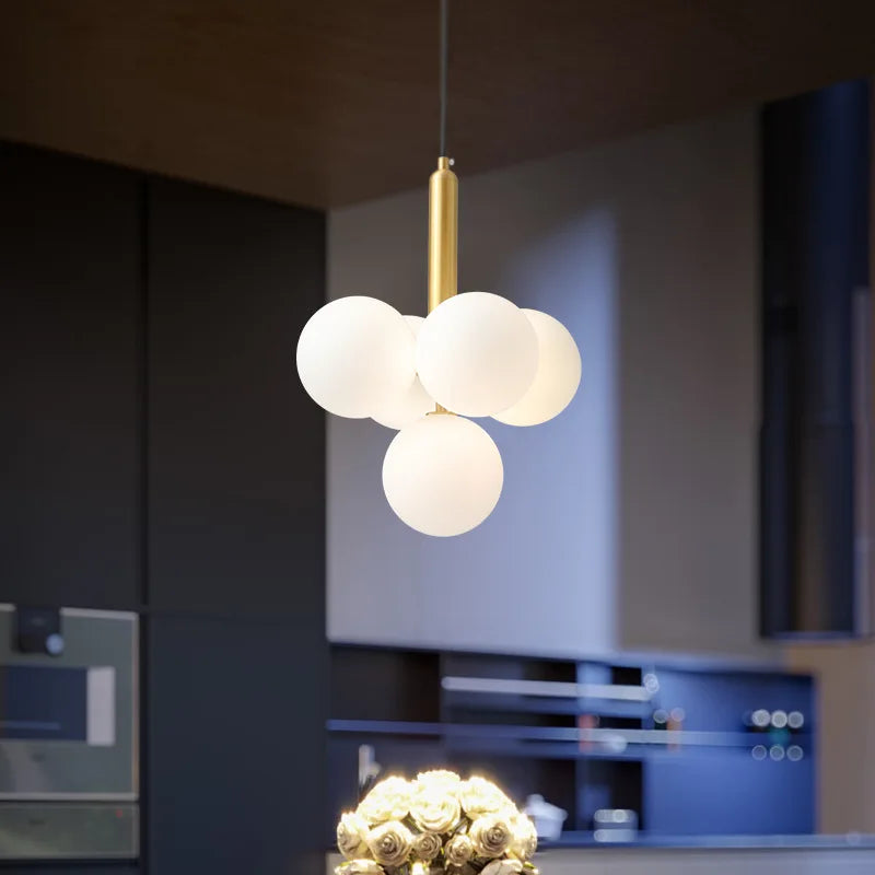 Nordic style milky glass chandelier for interior decoration - vue 4 sur 10