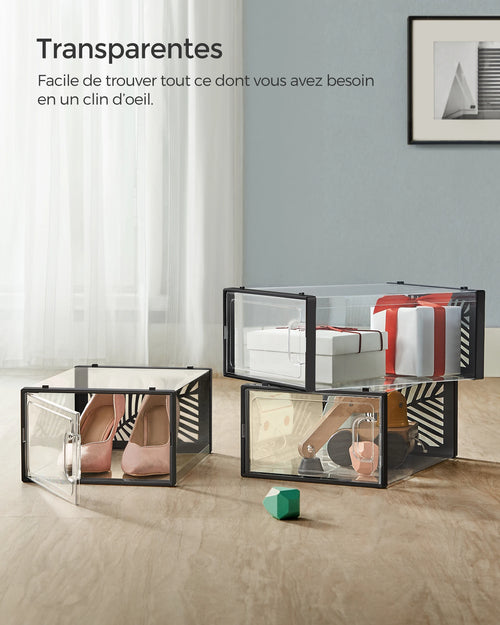 SONGMICS Clear Shoe Boxes, Shoe Storage Organsiers, Stackable, Breathable, and Foldable, Display Trainers, High Heels - vue 6 sur 9