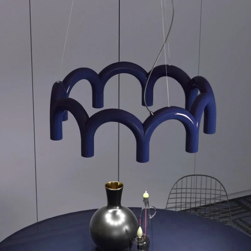 Modern minimalist LED chandelier for dining and kitchen tables - vue 3 sur 14