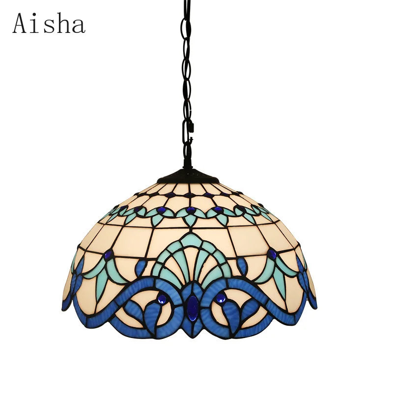 Handmade glass pendant light nordic style peacock home decor - vue 3 sur 14
