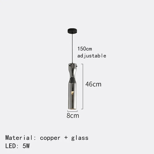 Adjustable modern glass LED pendant light for indoor use - vue 8 sur 7