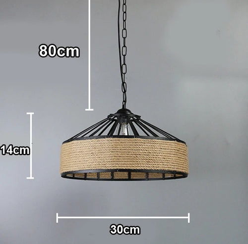 Vintage sisal pendant light with creative lighting and elegant weaving - vue 9 sur 10