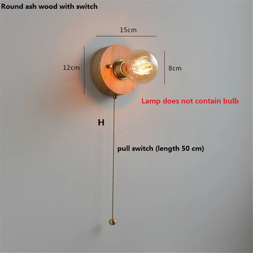 Vintage walnut edison wall light with pull switch - vue 14 sur 14
