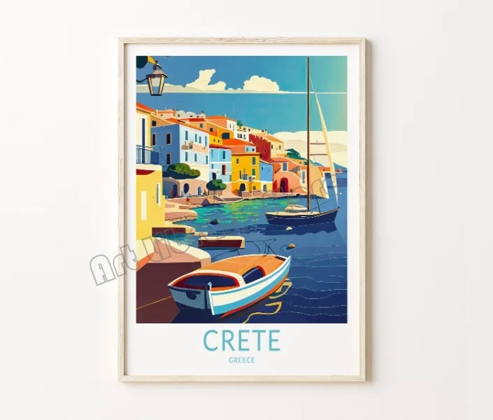 Retro Santorini island canvas poster decorative wall art