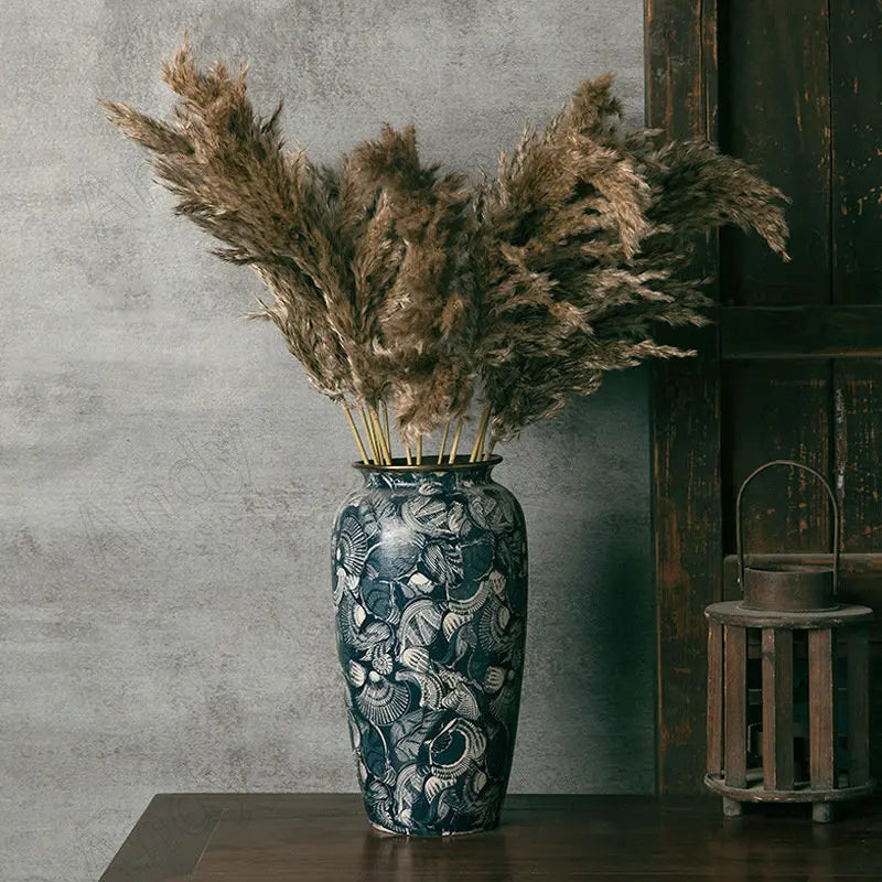 vase rétro en céramique fait main avec dorure décorative - vue 4 sur 9
