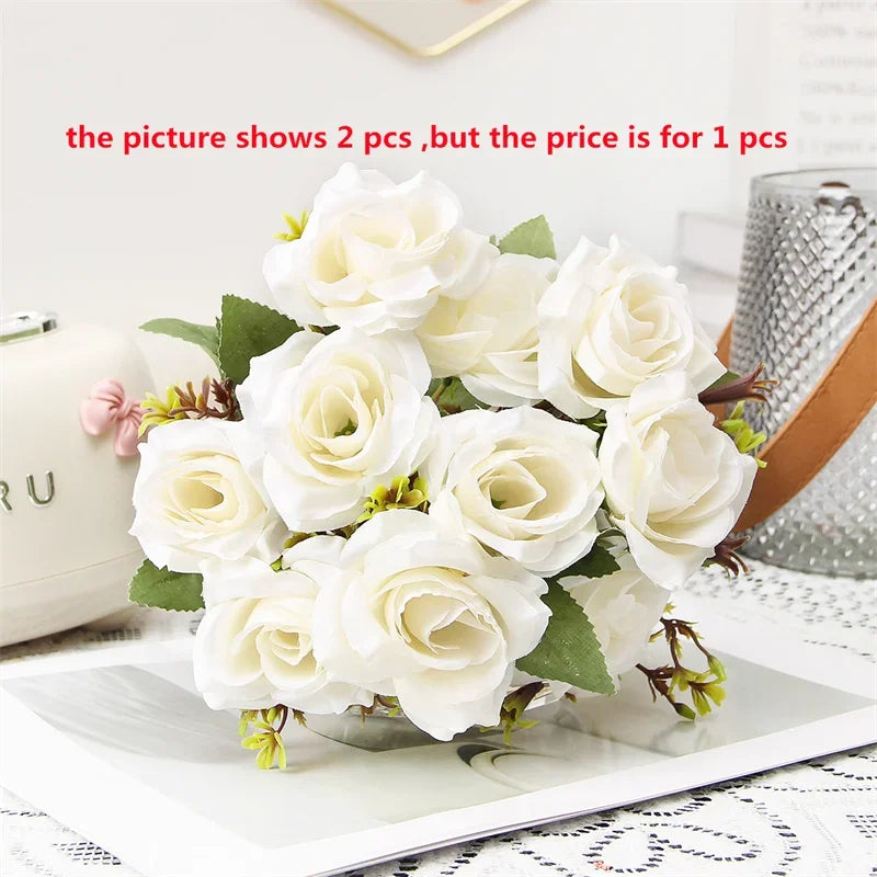 Decorative silk rose bouquet with honey fragrance for interior decor - vue 8 sur 12