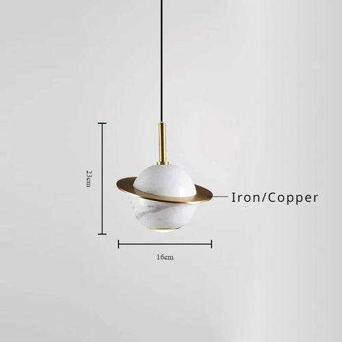 Nordic style natural marble circular chandelier for bars and restaurants - vue 9 sur 9