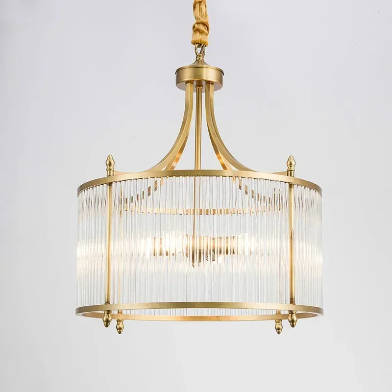 Modern luxury gold copper chandelier with LED lighting - vue 3 sur 12