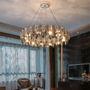 Modern crystal chandelier with LED and round pendants