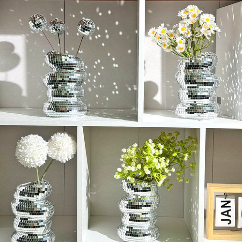 spiral vase disco ball modern decoration for flowers - vue 3 sur 7