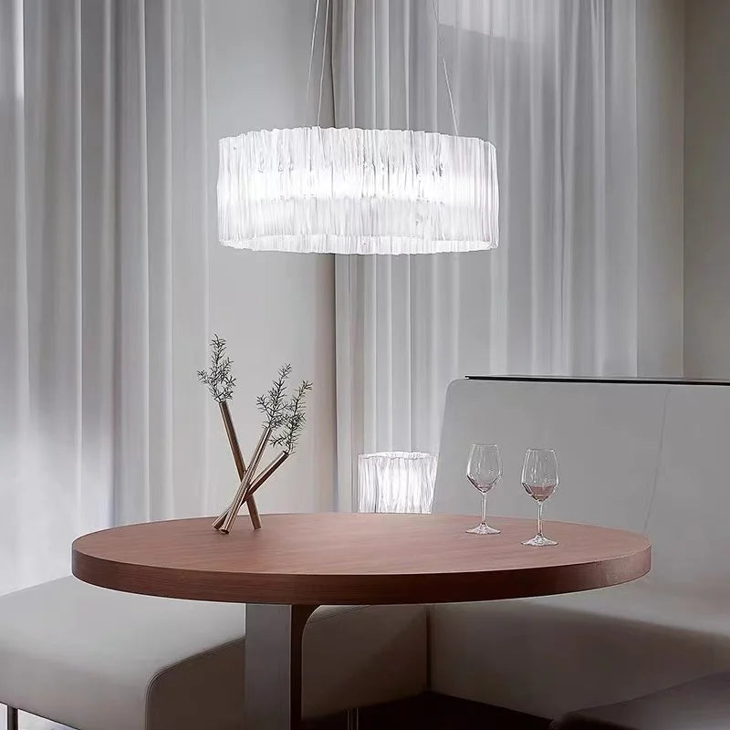 Italian designer acrylic chandelier for restaurant, hotel and LED lighting - vue 3 sur 6