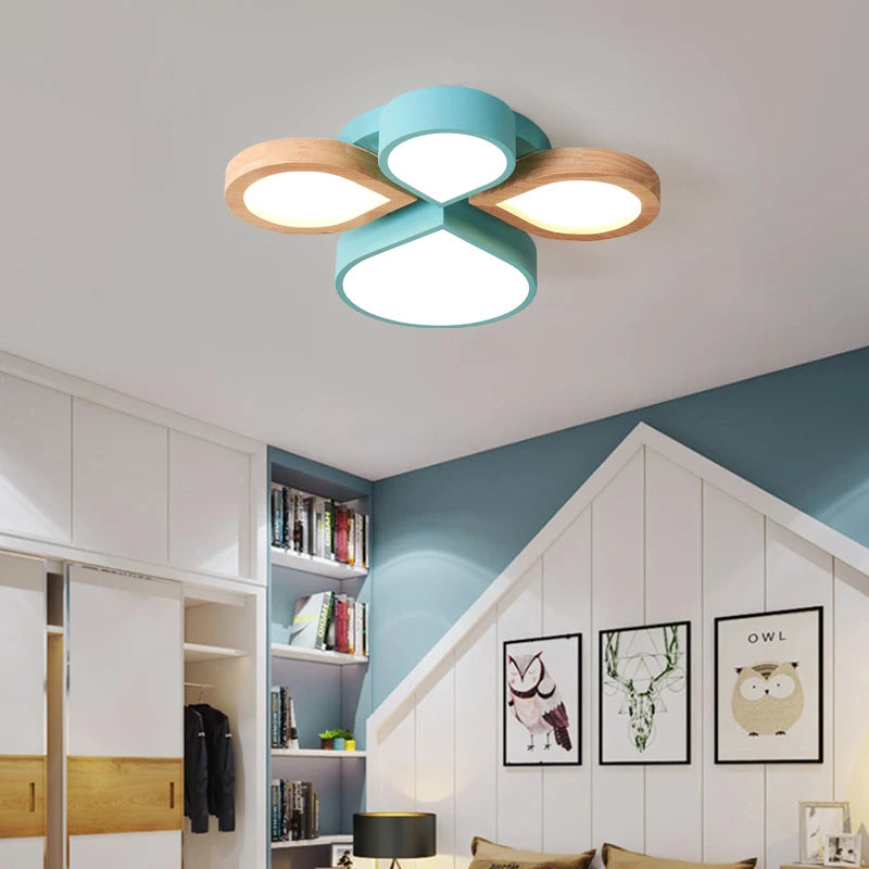 Nordic romantic wood art modern LED chandelier