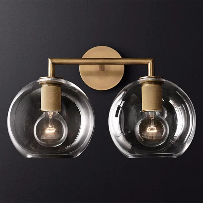 American retro glass wall light with LED lighting