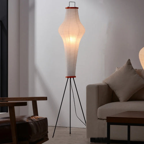 Japanese design rice paper LED floor lamp for interiors - vue 2 sur 7