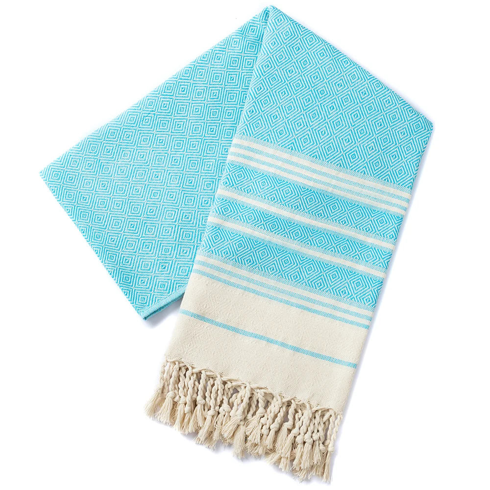 Turkish cotton beach towel with diamond pattern, quick-dry