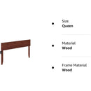 Queen Size Headboard, Walnut, Modern Solid Wood Headboard