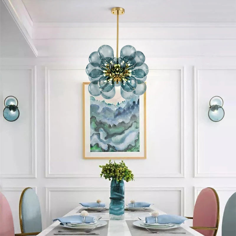 Nordic glass ball LED pendant chandelier for home decoration - vue 5 sur 10