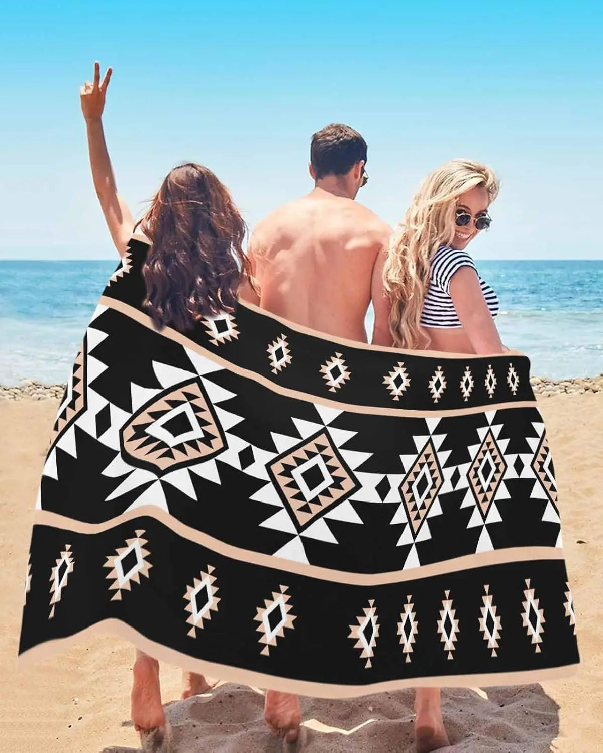 Soft absorbent aztec pattern beach towel polyester - vue 3 sur 6