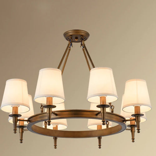 Retro iron pendant light with fabric lampshade - vue 14 sur 14