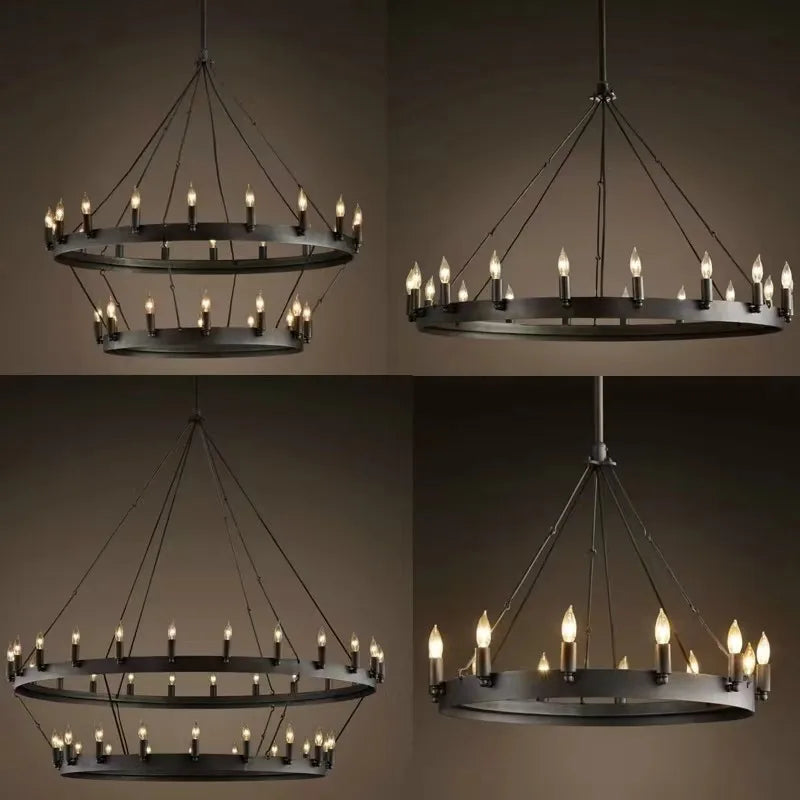 Vintage industrial double pendant LED lamp for café and bar