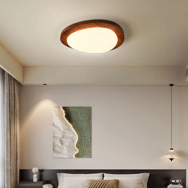 Modern minimalist wooden ceiling light with Nordic log pattern